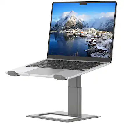 Front. HongFei - Adjustable Laptop Stand, Ergonomic Aluminum Riser for 10-17.3” Notebooks, Ventilated Metal Holder, Grey - Grey.