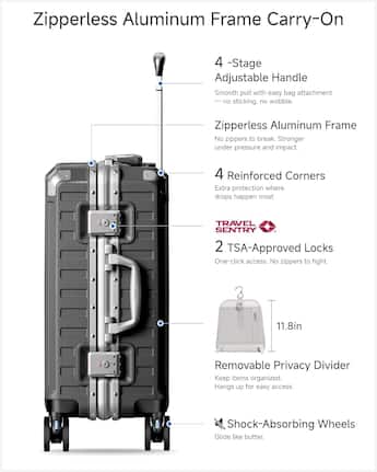 LUGGEX 20 Inch Carry On Luggage Zipperless Aluminum Frame Hardside LUGGEX 20 Inch Carry On Luggage Zipperless Aluminum Frame Hardside