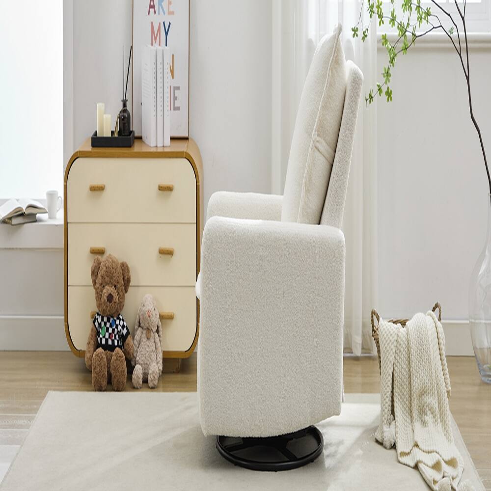 Alt View 3. Loheer - Loheer White Teddy Fleece Swivel Rocker Recliner Chair, Nursery Glider Rocking Chair for Living Room Bedroom - White.