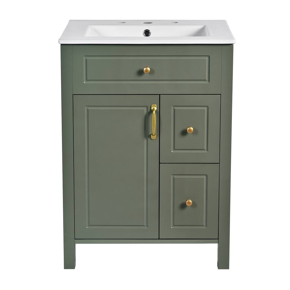 Alt View 9. Loheer - Loheer 24 inch bathroom vanity with sink Green Freestanding Cabinet - Green.