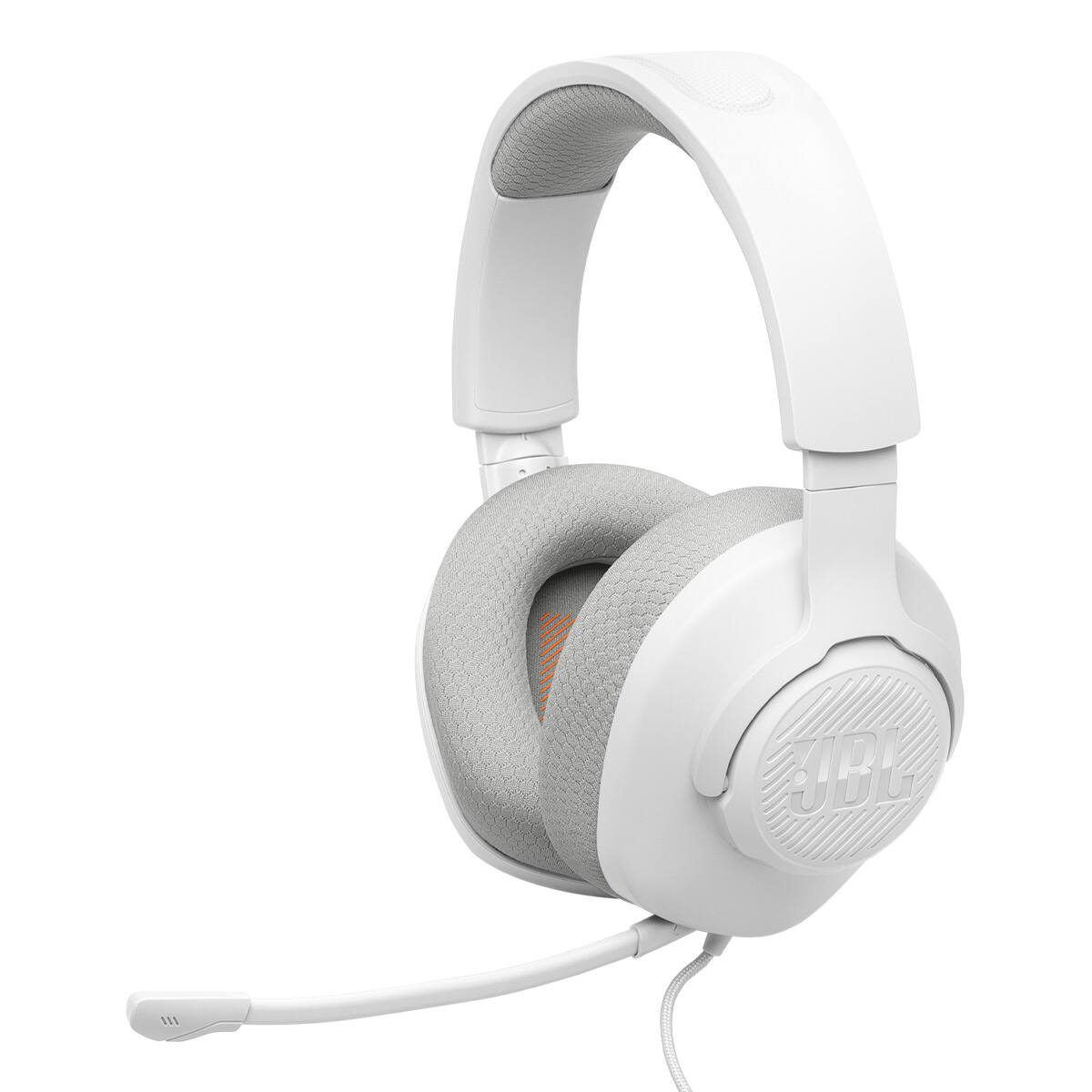 Front. JBL - JBL Quantum 100M2 Over Ear Gaming Headphones (White) - White.