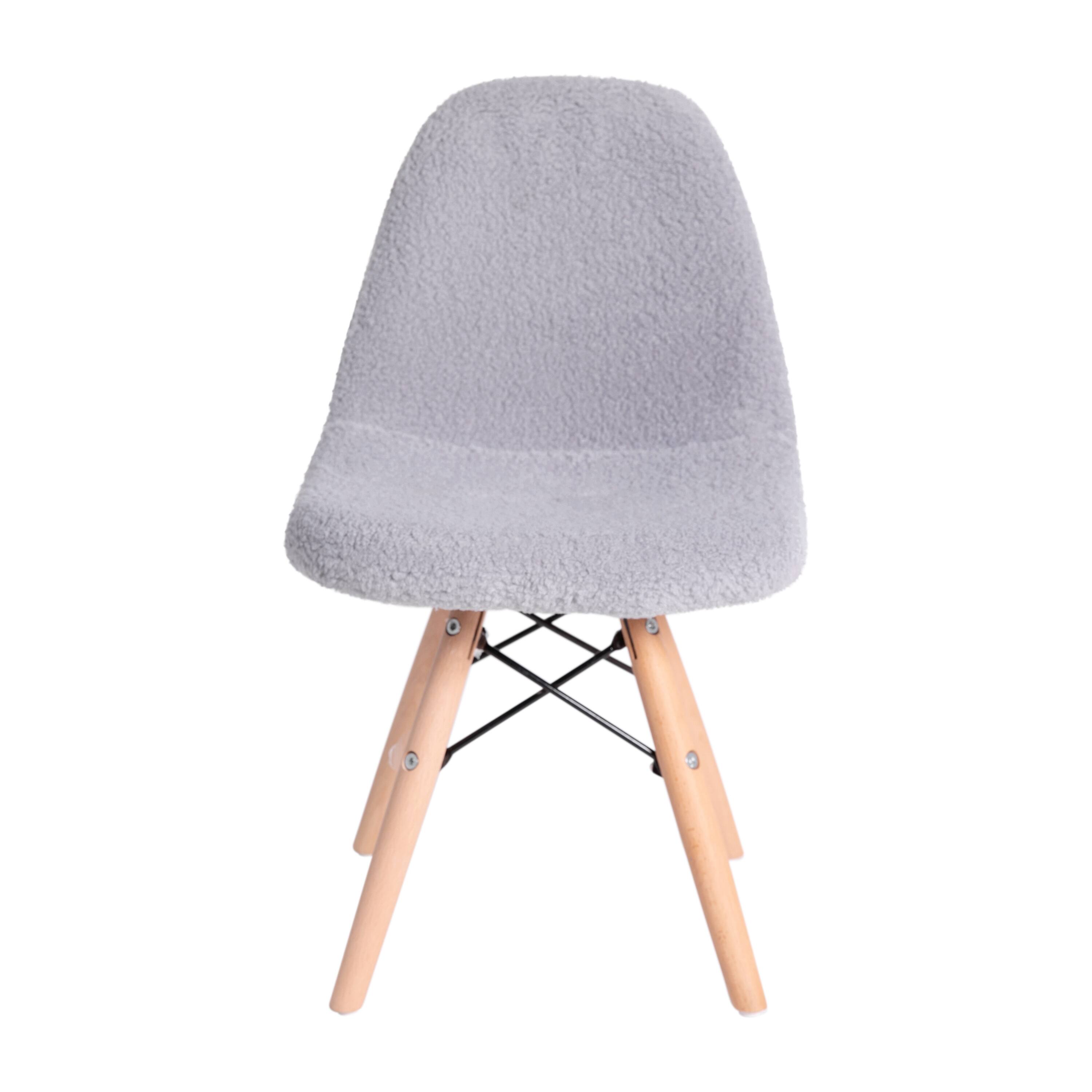Alt View 8. Emma + Oliver - Set of 2 Children's Dorset Faux Shearling Accent Chairs with Beechwood Legs for Bedroom, Play Room and More - Gray.