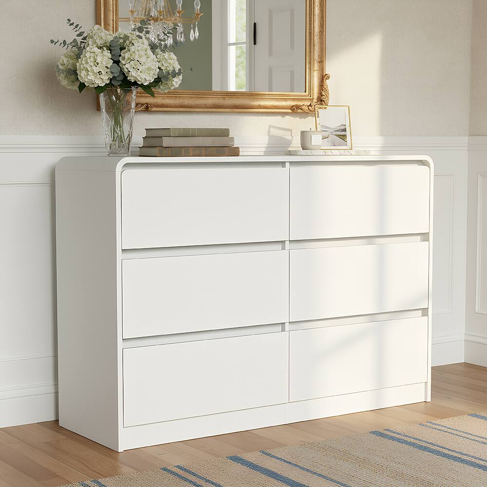 Alt View 9. Spaco - Spaco Modern 6-Drawer Dresser, Wood Chest with Storage Cabinet for Clothes, TV Stand Vanity for Bedroom, Living Room - White.