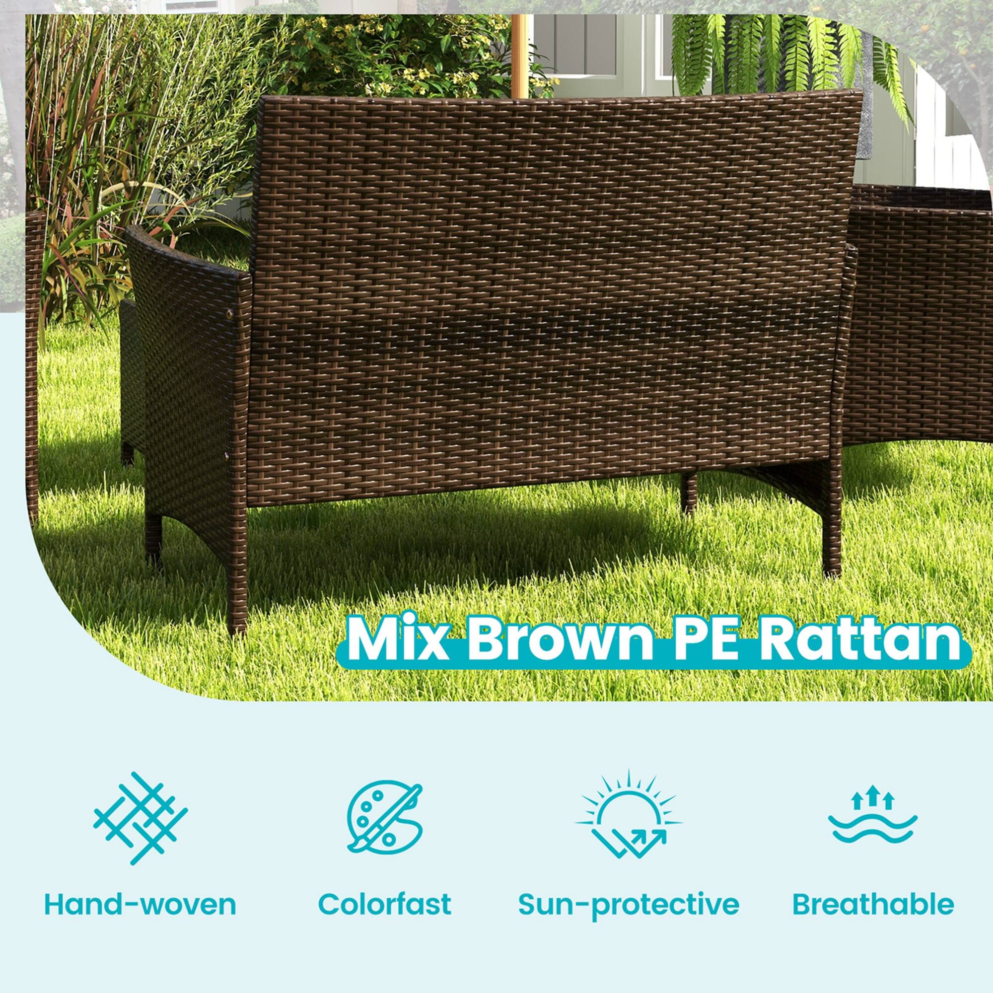 Mix Brown PE Rattan Hand-woven Colorfast Sun-protective Breathable