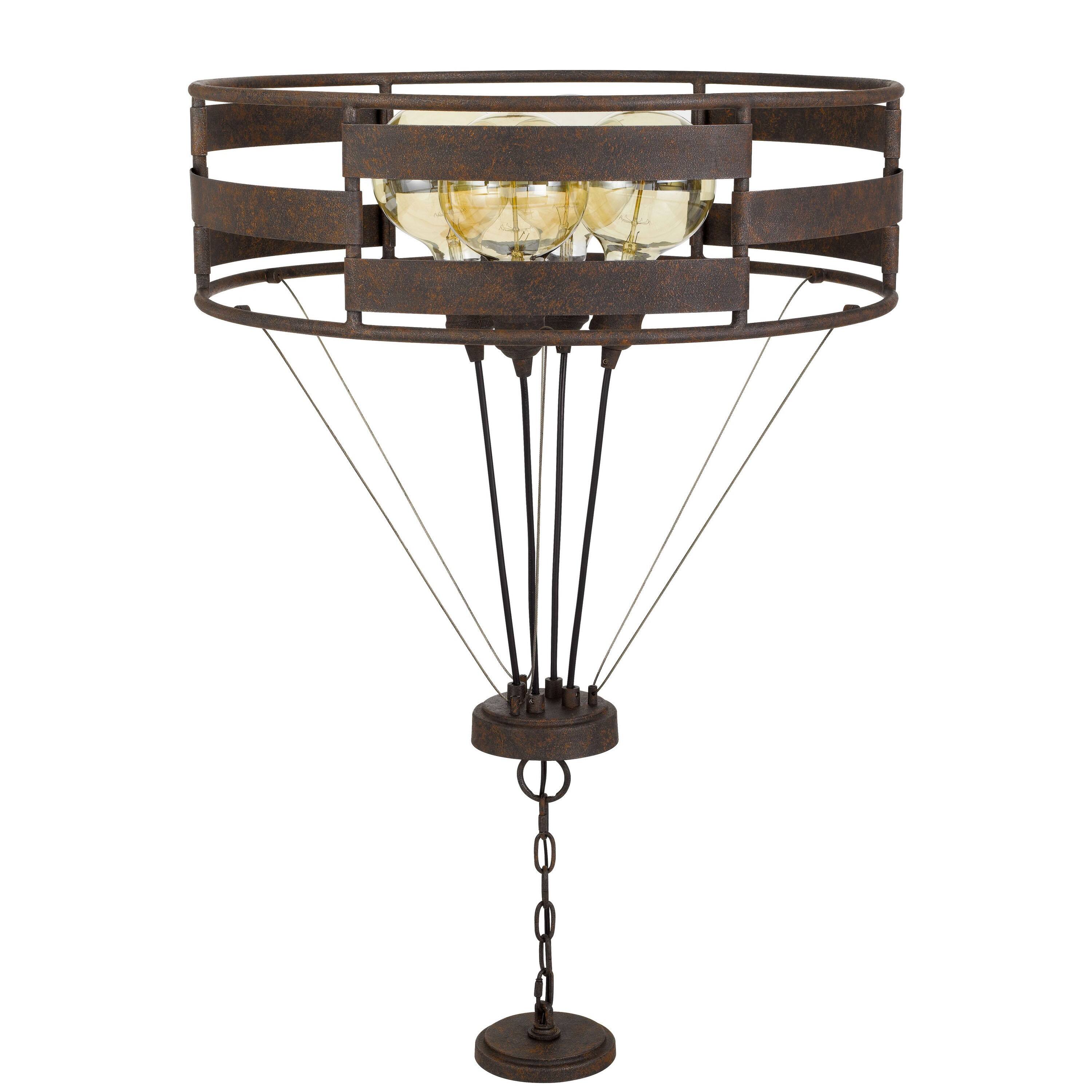 Left. Manhattan Lane - Frot 24 Inch Chandelier w Light Bulbs, Suspended Cable Design - Black.