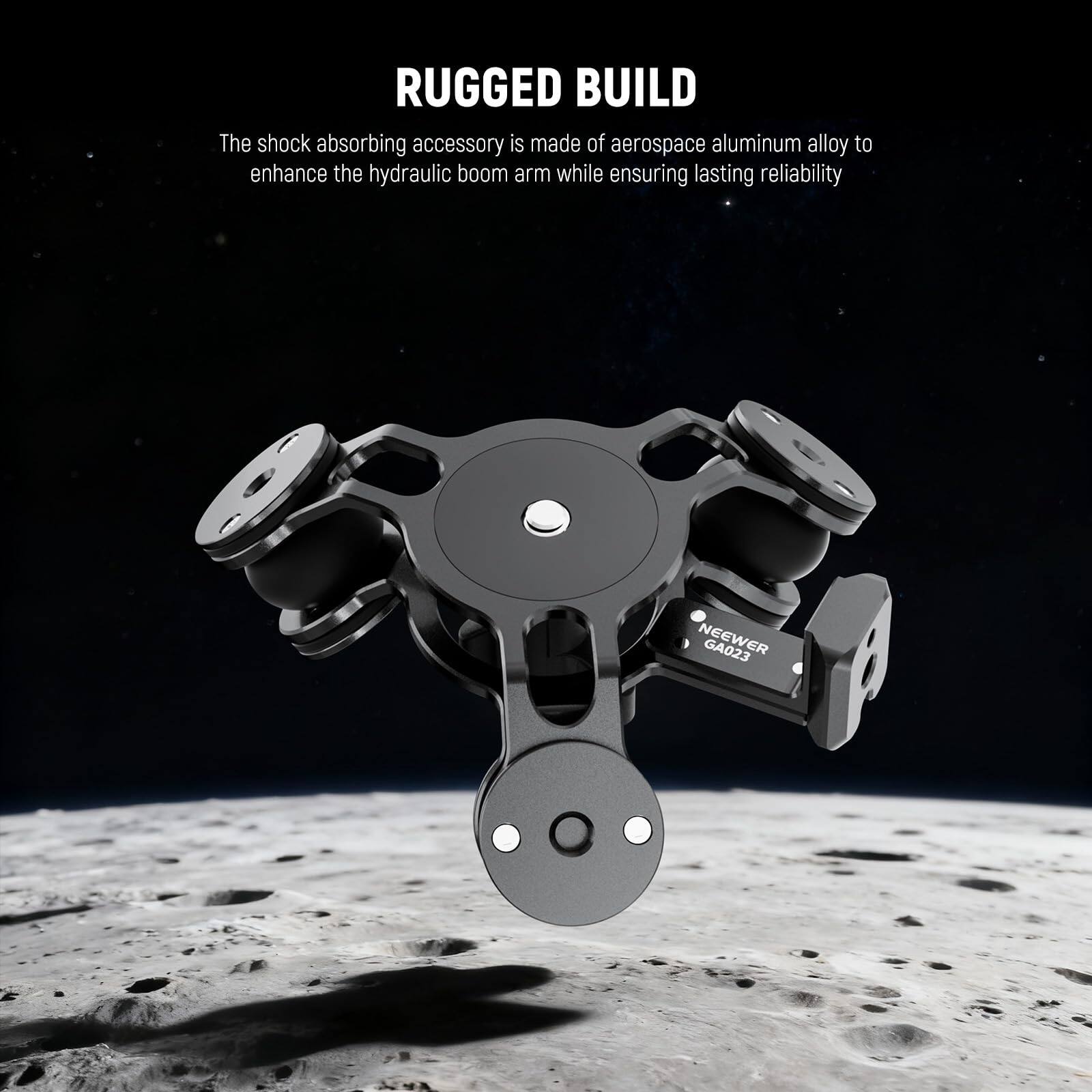 RUGGED BUILD

The shock absorbing accessory is made of aerospace aluminum alloy to enhance the hydraulic boom arm while ensuring lasting reliability

NEEWER GA023