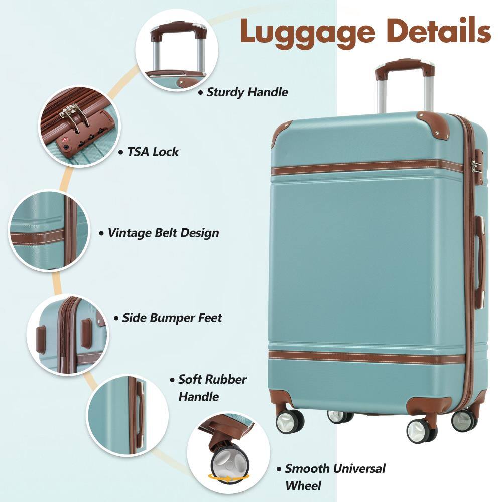 Luggage Details

- Sturdy Handle
- TSA Lock
- Vintage Belt Design
- Side Bumper Feet
- Soft Rubber Handle
- Smooth Universal Wheel