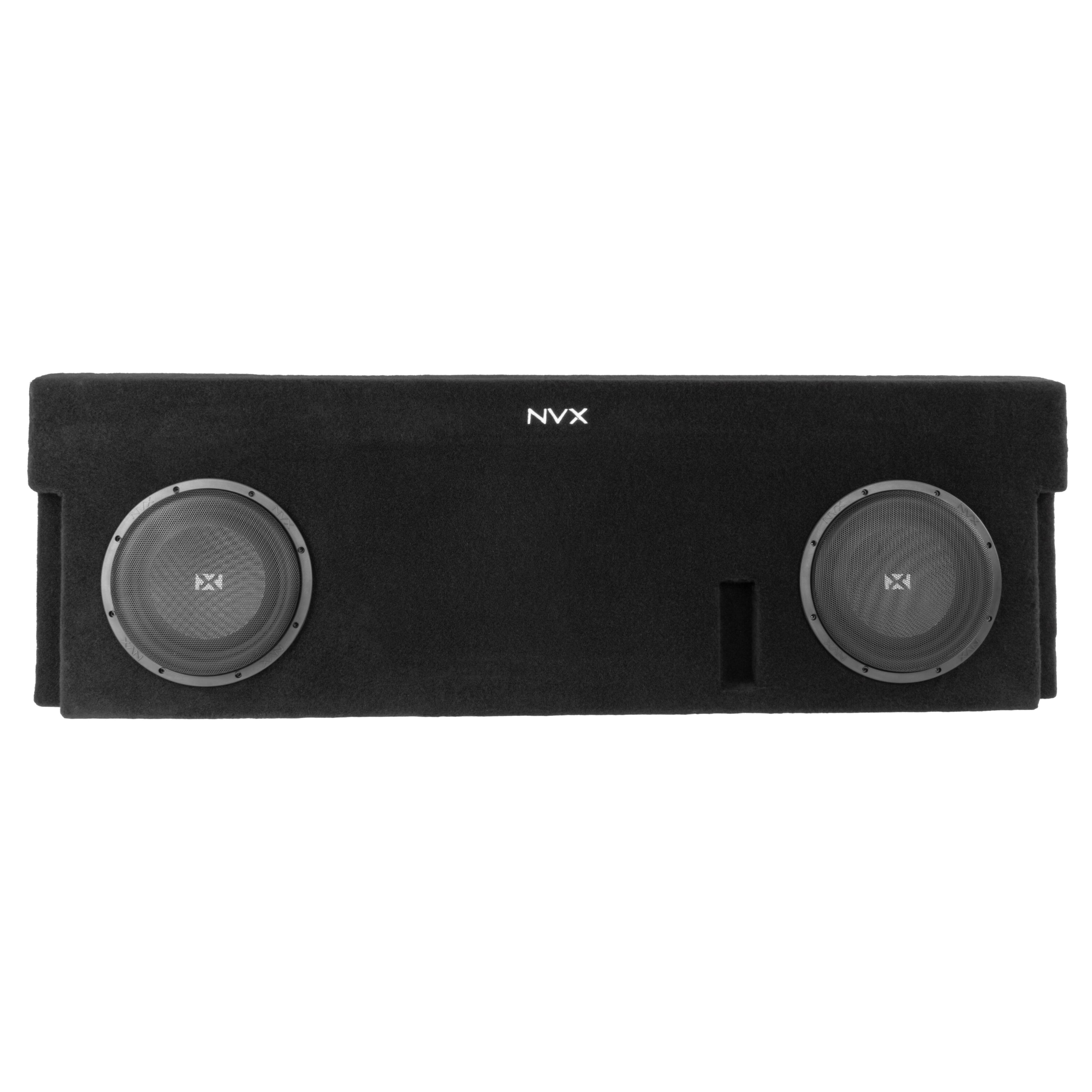 Back. NVX - 2014-2021 Toyota Tundra Double Cab - Custom-Fit Loaded Dual 10" Sealed Subwoofer Enclosure - Black.
