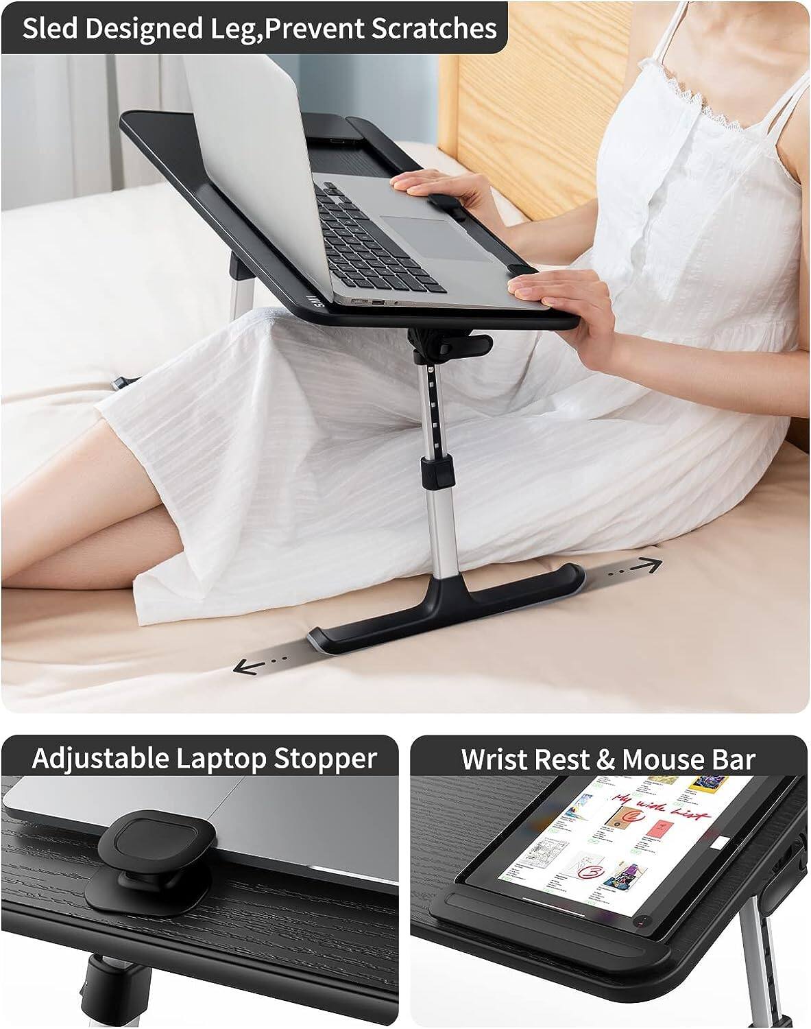Sled Designed Leg, Prevent Scratches

Adjustable Laptop Stopper

Wrist Rest & Mouse Bar