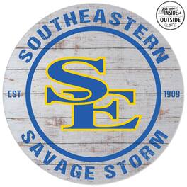 Jardine - Southeastern Oklahoma State Savage Storm 20'' Indoor/Outdoor Weathered Circle Sign - White