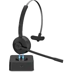 Front. Philips - Philips Wireless Mono Bluetooth Headset with AI Noise-Canceling Mic, Mute Button, All-Day Talk Time for Office PC - Black.