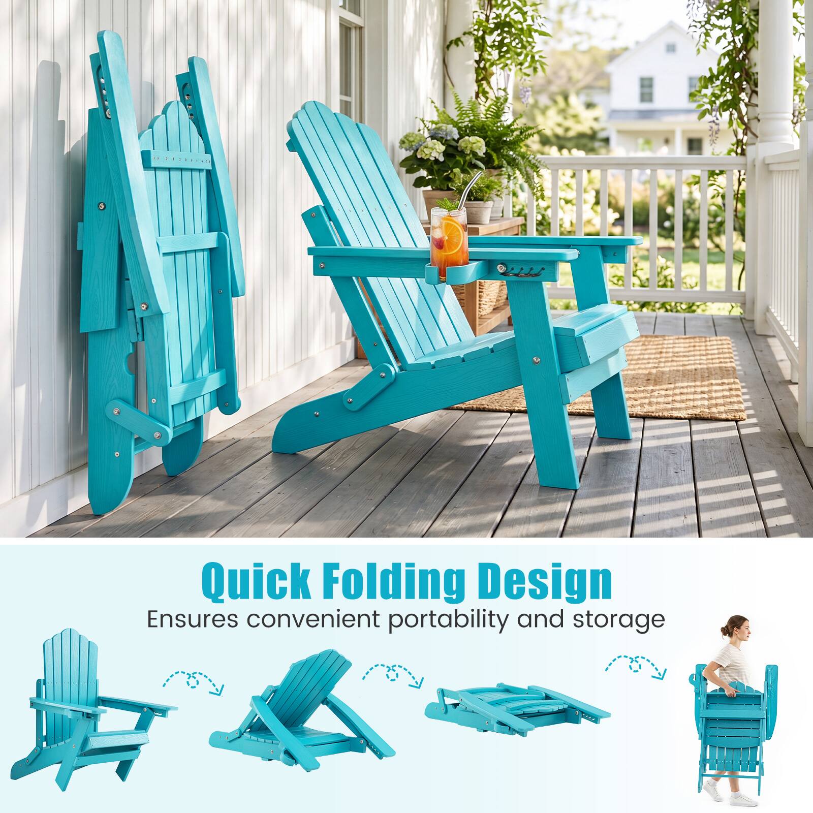 Quick Folding Design  
Ensures convenient portability and storage