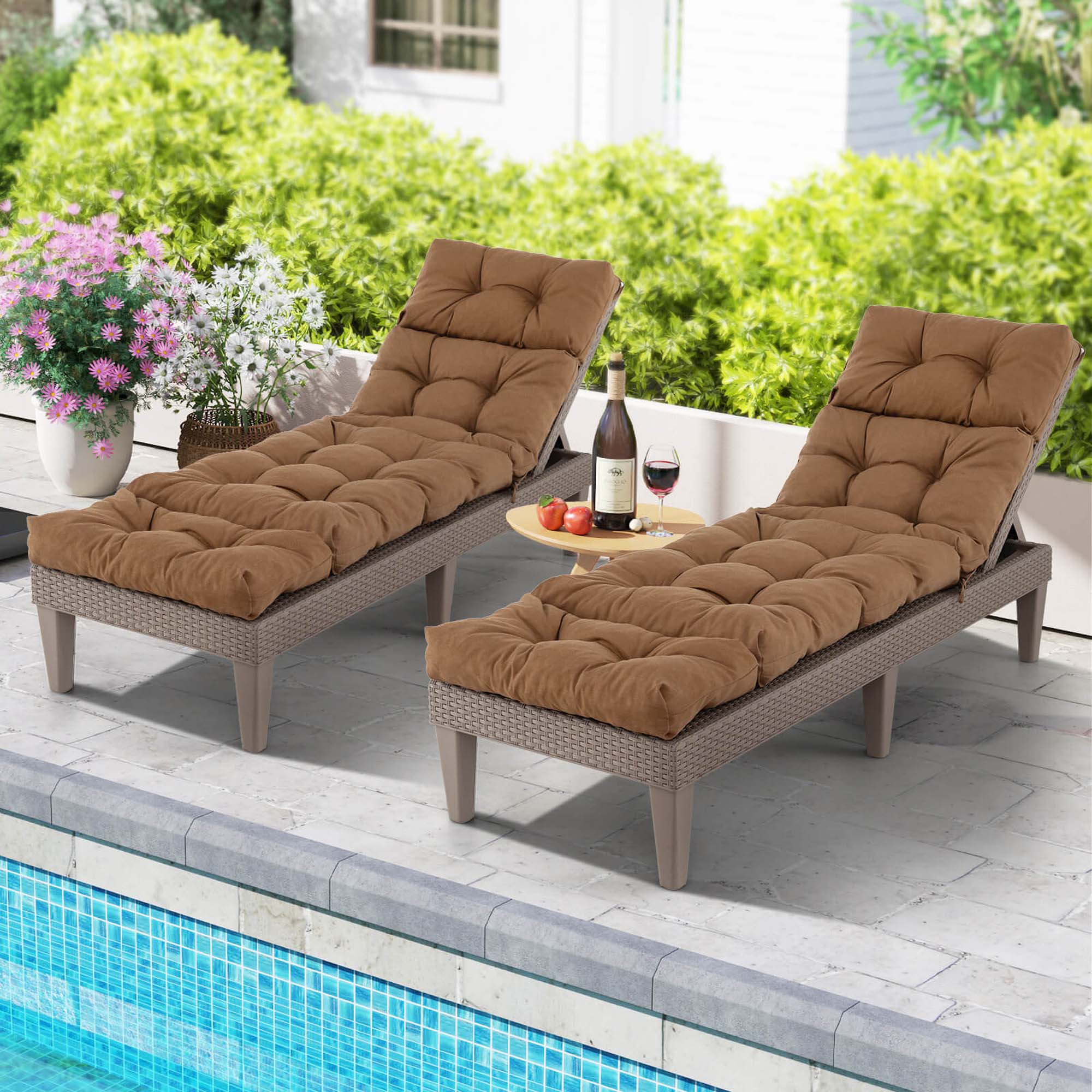 Alt View 4. Costway - Costway 73" Lounge Chaise Cushion Padded Recliner Cushion Indoor Outdoor - Brown.