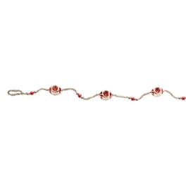 BreeBe - Glass Reflector Ornament String Garland 6.5"L - Red, Silver