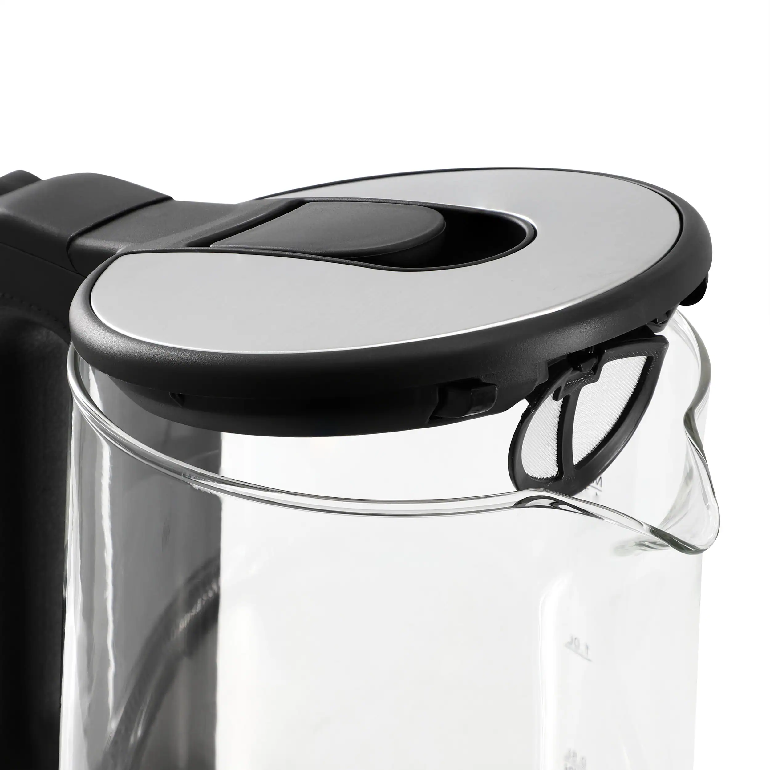 Alt View 3. MegaChef - MegaChef 1.8 Quart Glass and Stainless Steel Electric Tea Kettle - Silver.