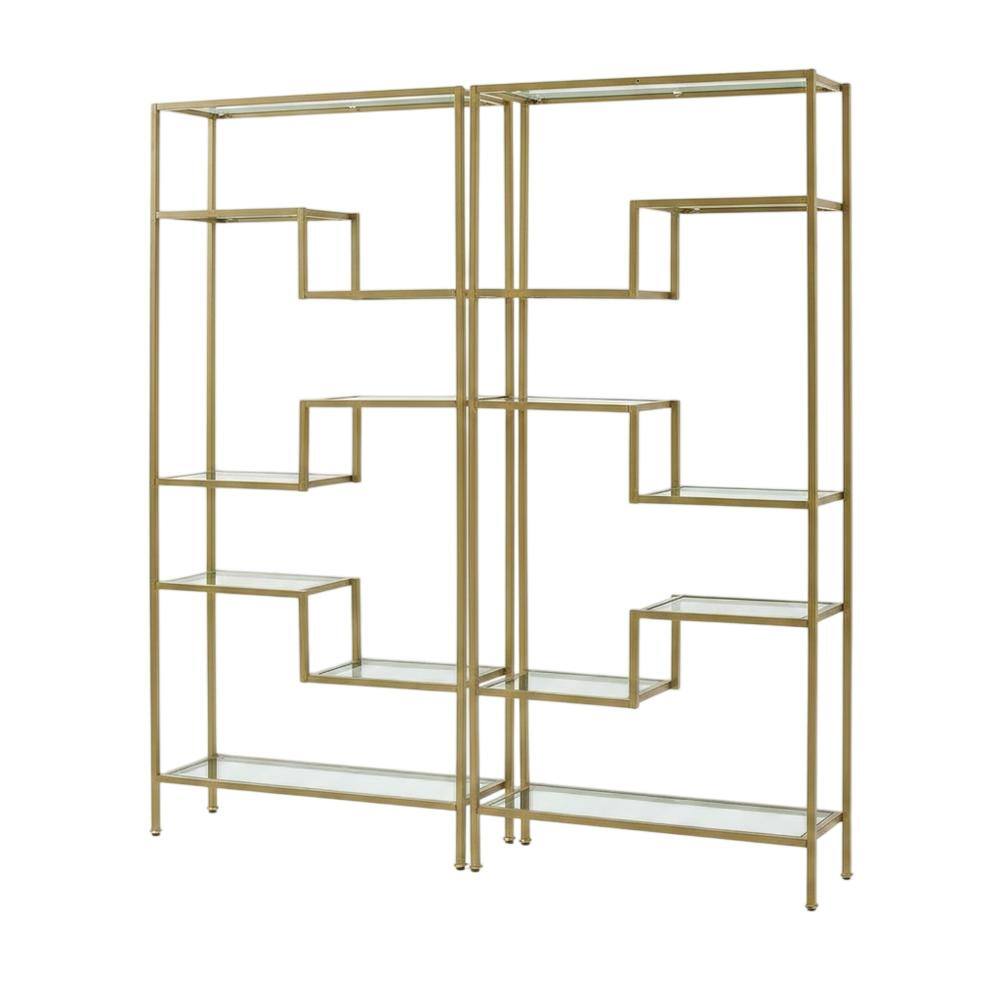Front. Crosley Furniture - Sloane 2-Piece Etagere Bookcase Set - 2 Etageres - Gold.