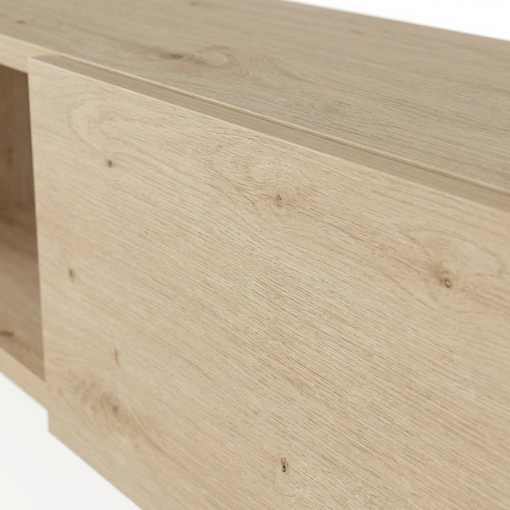 Alt View 4. FurniFact - Oak Floating Wall-Mounted TV Stand for 75 Inch Flat Screens Durable Engineering - Beige.