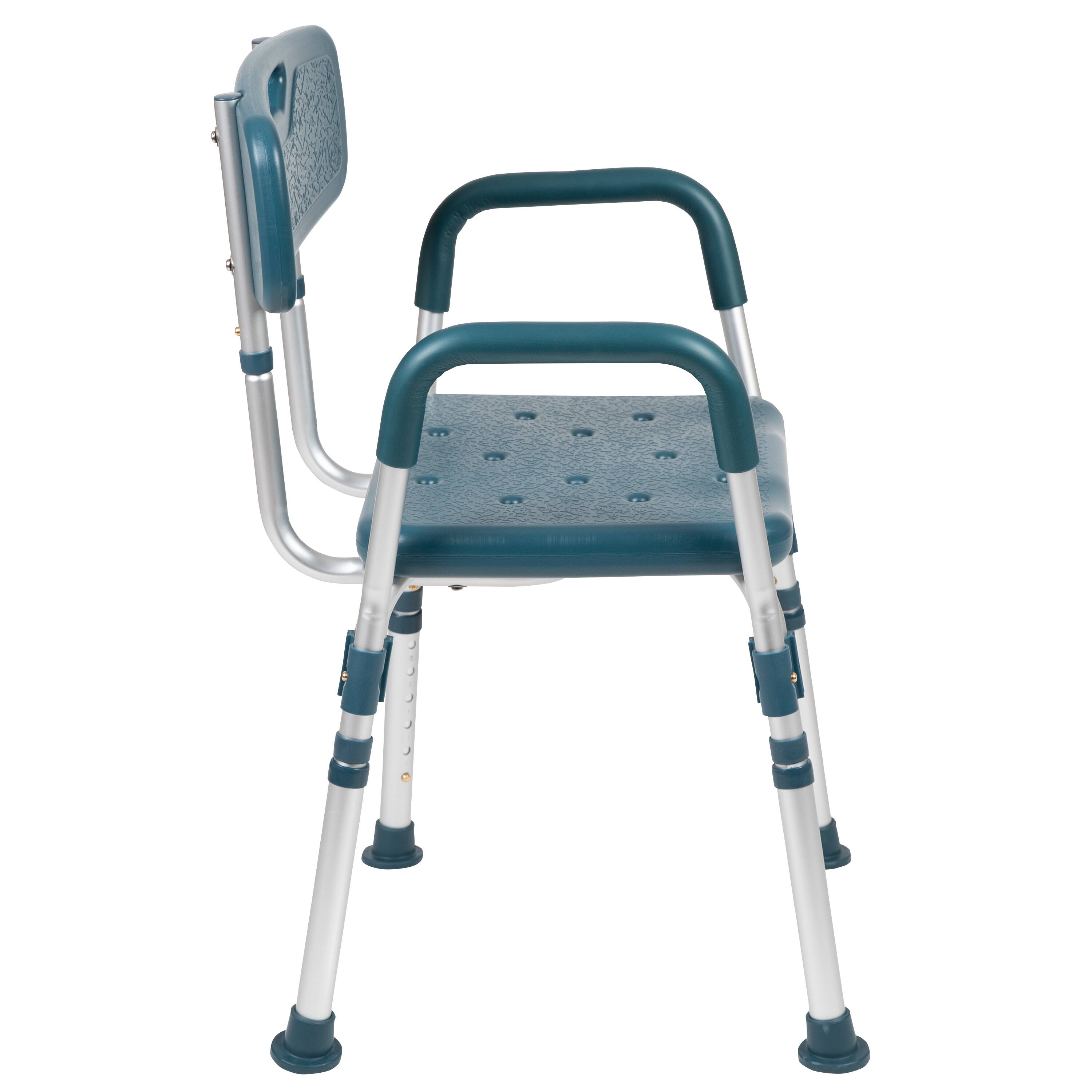 Alt View 7. Emma + Oliver - 300 Lb. Capacity Quick Release Back & Arm Shower Chair - Navy.