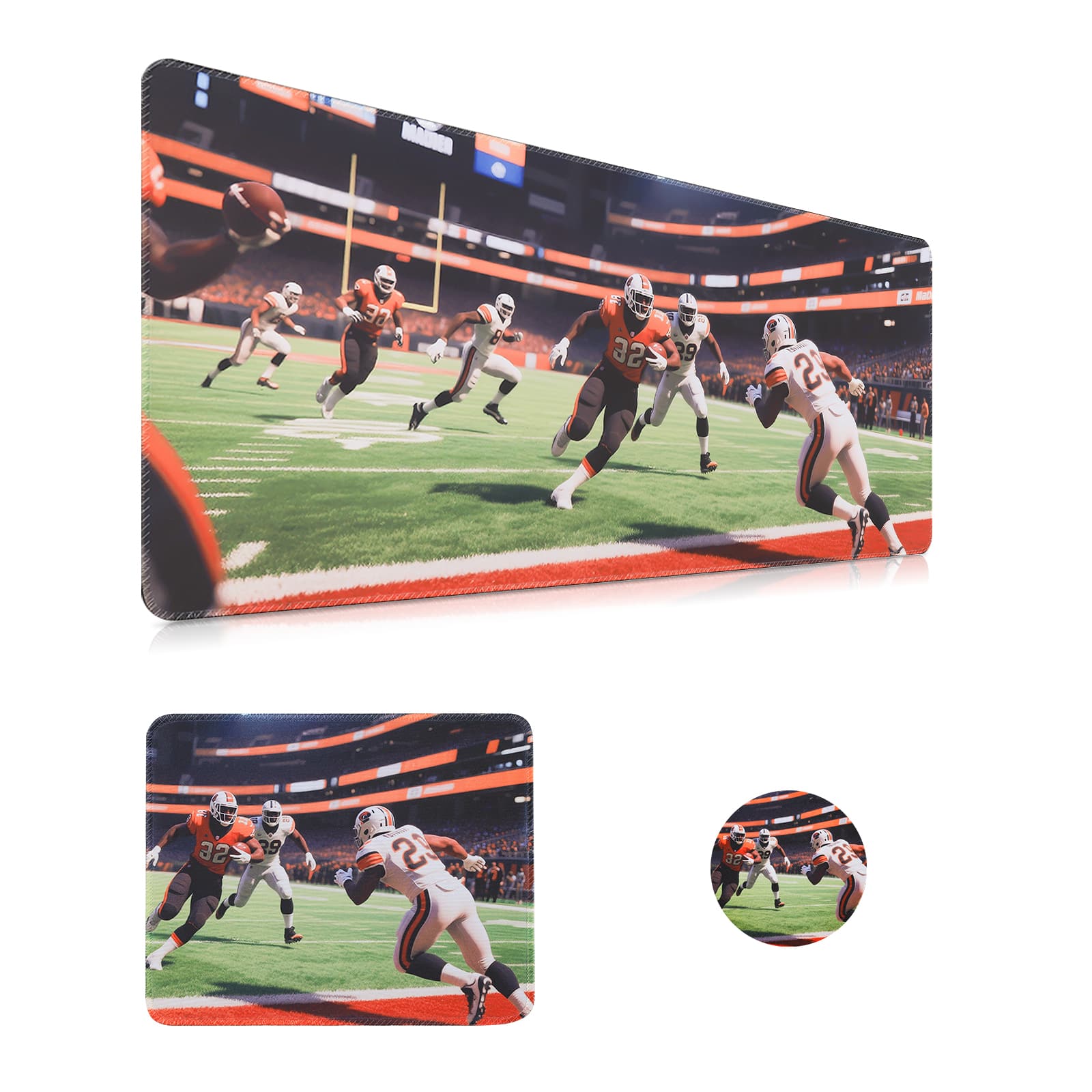 Oumilen - American Football Gaming Mouse Pad - 31.49" × 11.81" Large Extended Desk Mat with Non-Slip Base, Waterproof Surface - Black