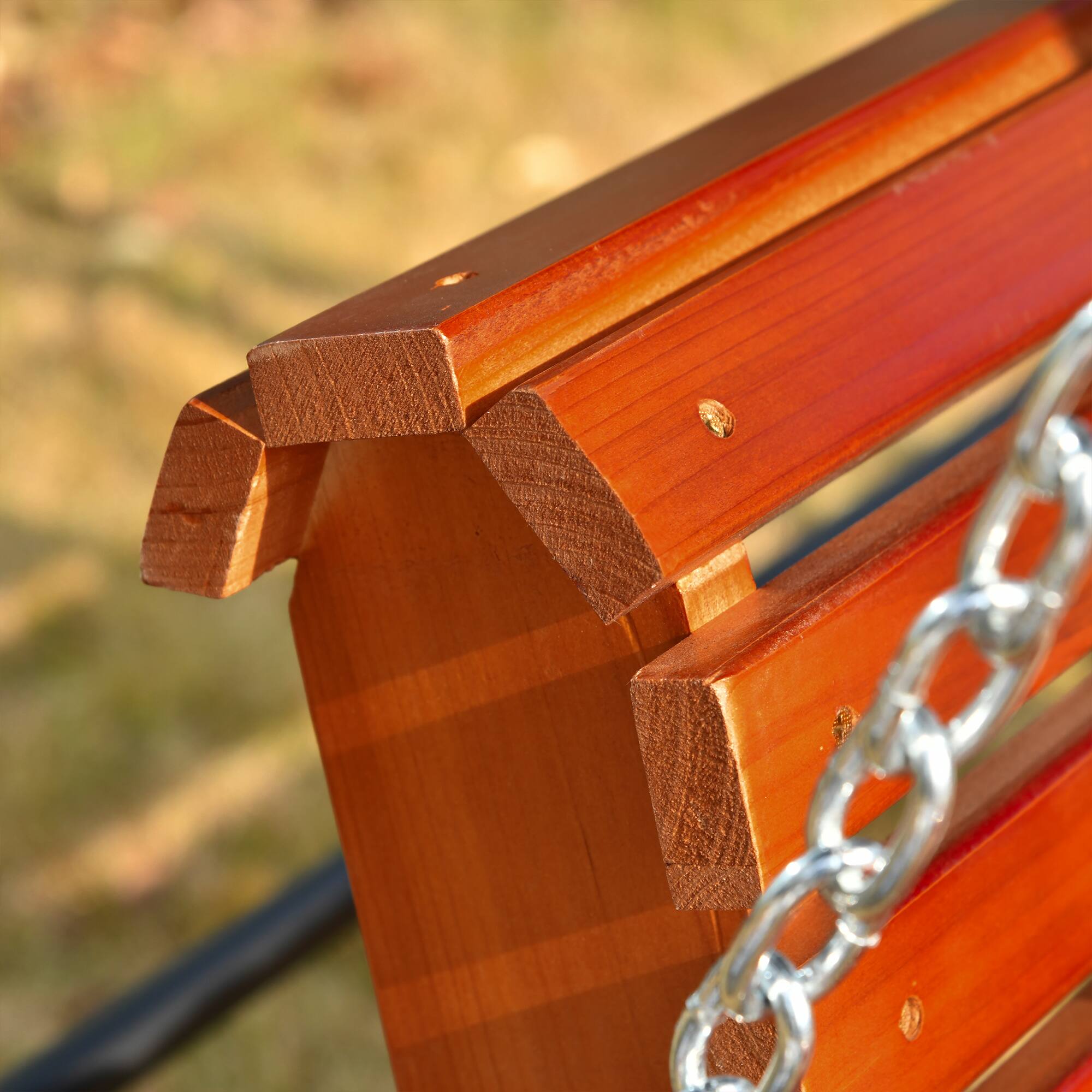 Alt View 7. Outsunny - Porch Swing with Chains and Cupholders, 2 Person Wooden Patio Swing Chair, 440 lbs. Weight Capacity - Brown.