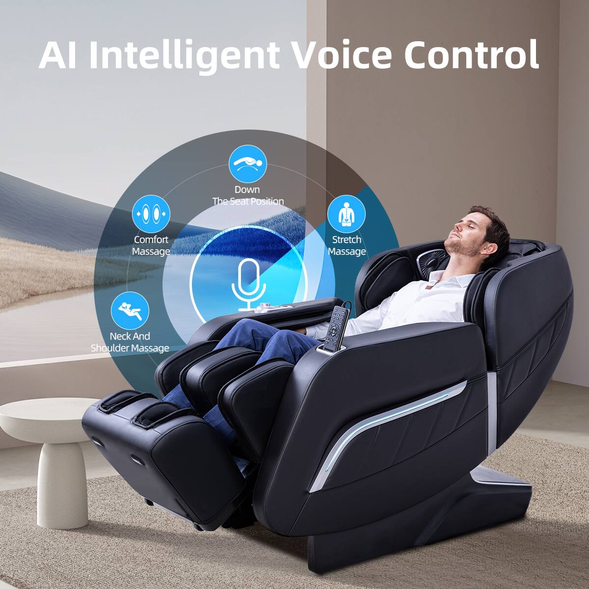 AI Intelligent Voice Control, Down The Seat Position, Comfort Massage, Stretch Massage, Neck And Shoulder Massage
