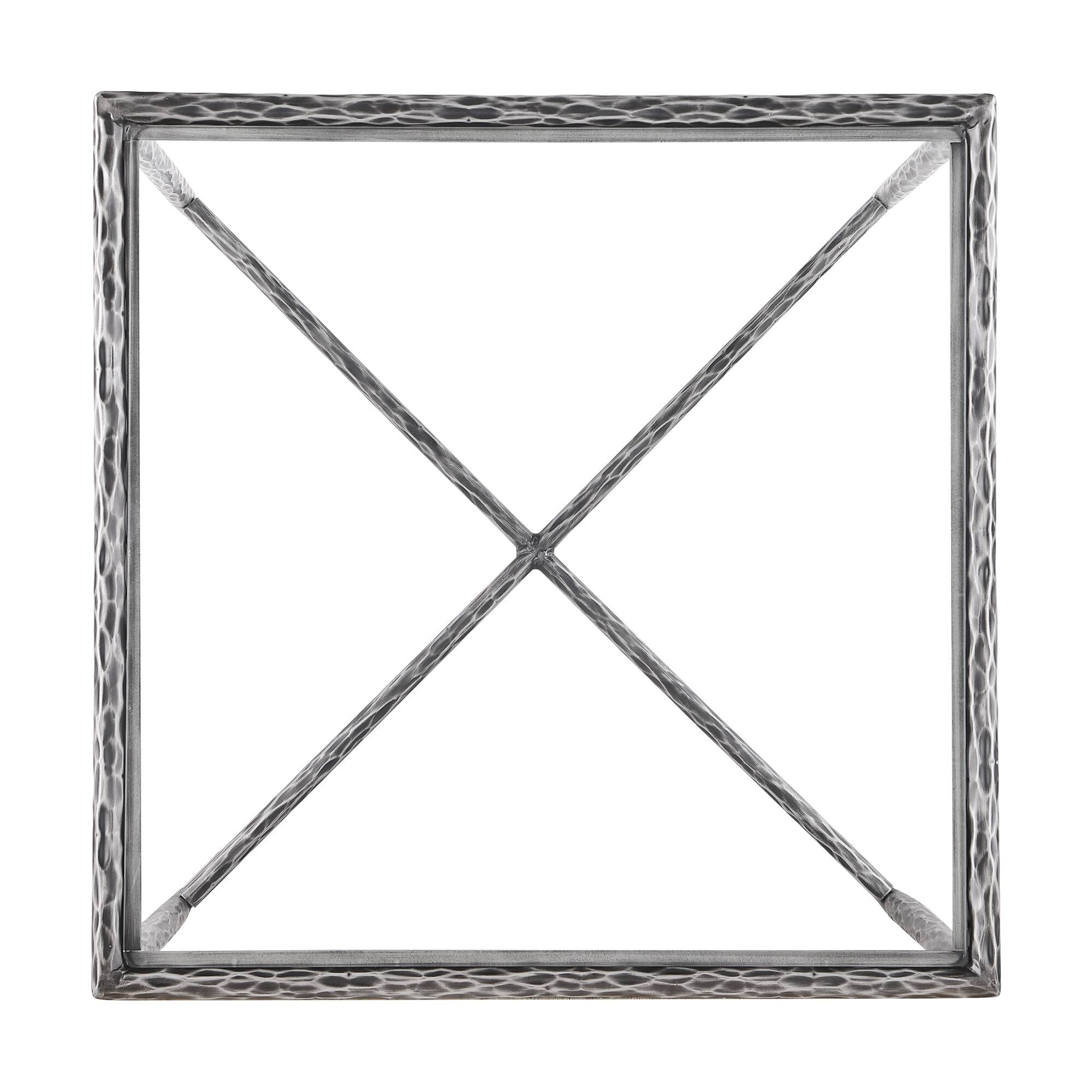 Alt View 2. Boyel Living - Square Hammered Metal End Table with Tempered Glass Top - Gunmetal.