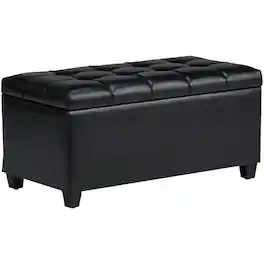 Simpli Home - Sienna Storage Ottoman Bench - Midnight Black