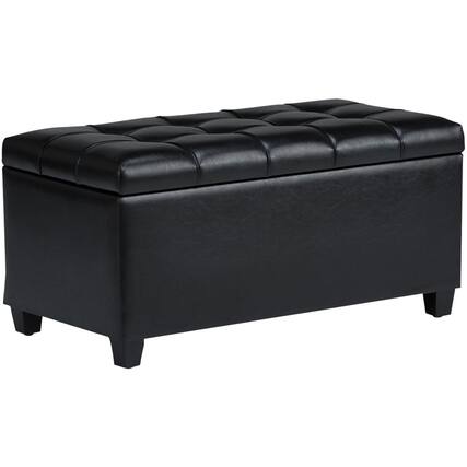 Front. Simpli Home - Sienna Storage Ottoman Bench - Midnight Black.