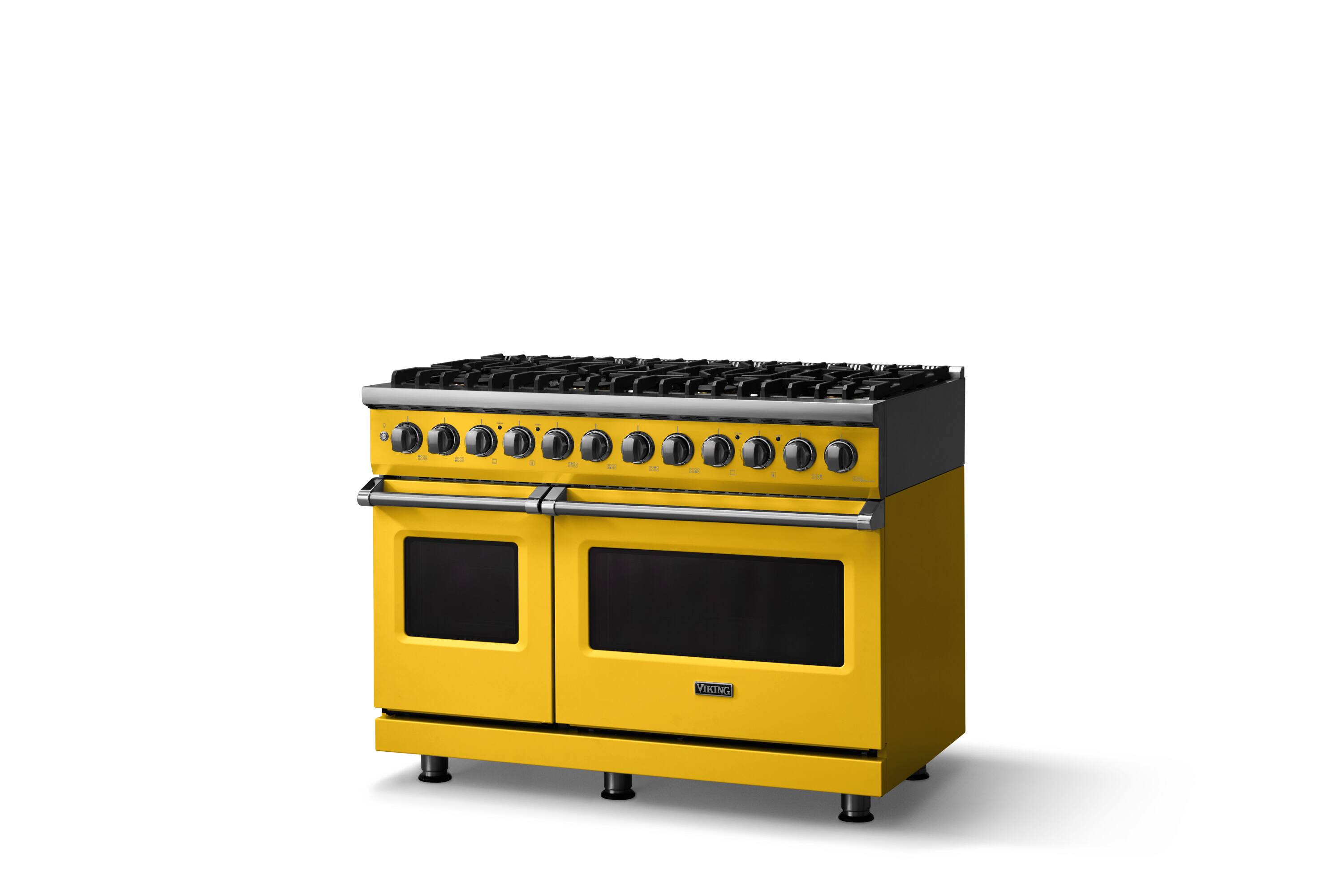 Angle. Viking - 48"W. 8 Burner Pro 5 Series 7.3Cu. Ft. Freestanding Sealed LP Dual Fuel Convection Range/Griddle - Daffodil - Daffodil.