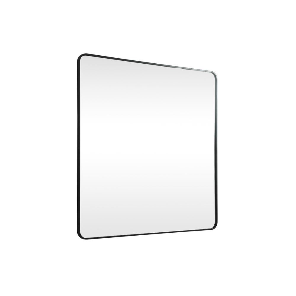 Left. Elegant Decor - Soft corner metal square mirror 48x48 inch in Black - Black.