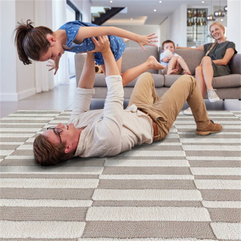 Alt View 2. HTUTWOO - 7'9''x 10' Area Rug - Cream Indoor Carpet, Modern Geometric Pattern, Non Shedding, for Bedroom, Kitchen, Living Room - Trellis Cream.