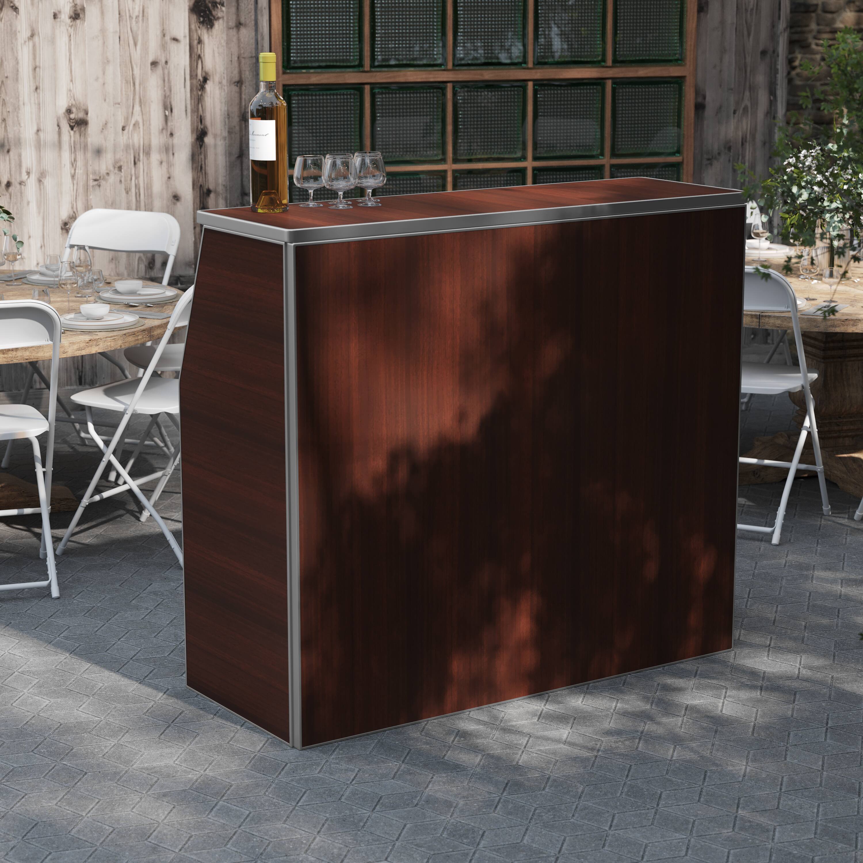 Alt View 1. Flash Furniture - Amara 4' Walnut Woodgrain Laminate Foldable Bar - Portable Event Bar - Brown.