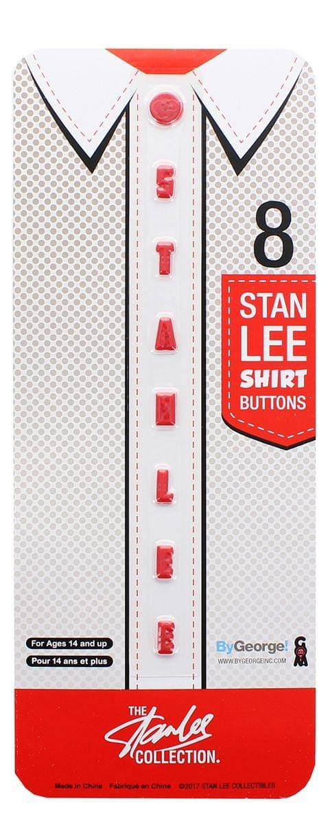 5 8 STAN LEE SHIRT BUTTONS  
For Ages 14 and up  
Pour 14 ans et plus  
ByGeorge!  
WWW.BYGEORGEINC.COM  
THE Stan Lee COLLECTION  
Made in China  
Fabriqué en Chine  
©2017 STAN LEE COLLECTIBLES
