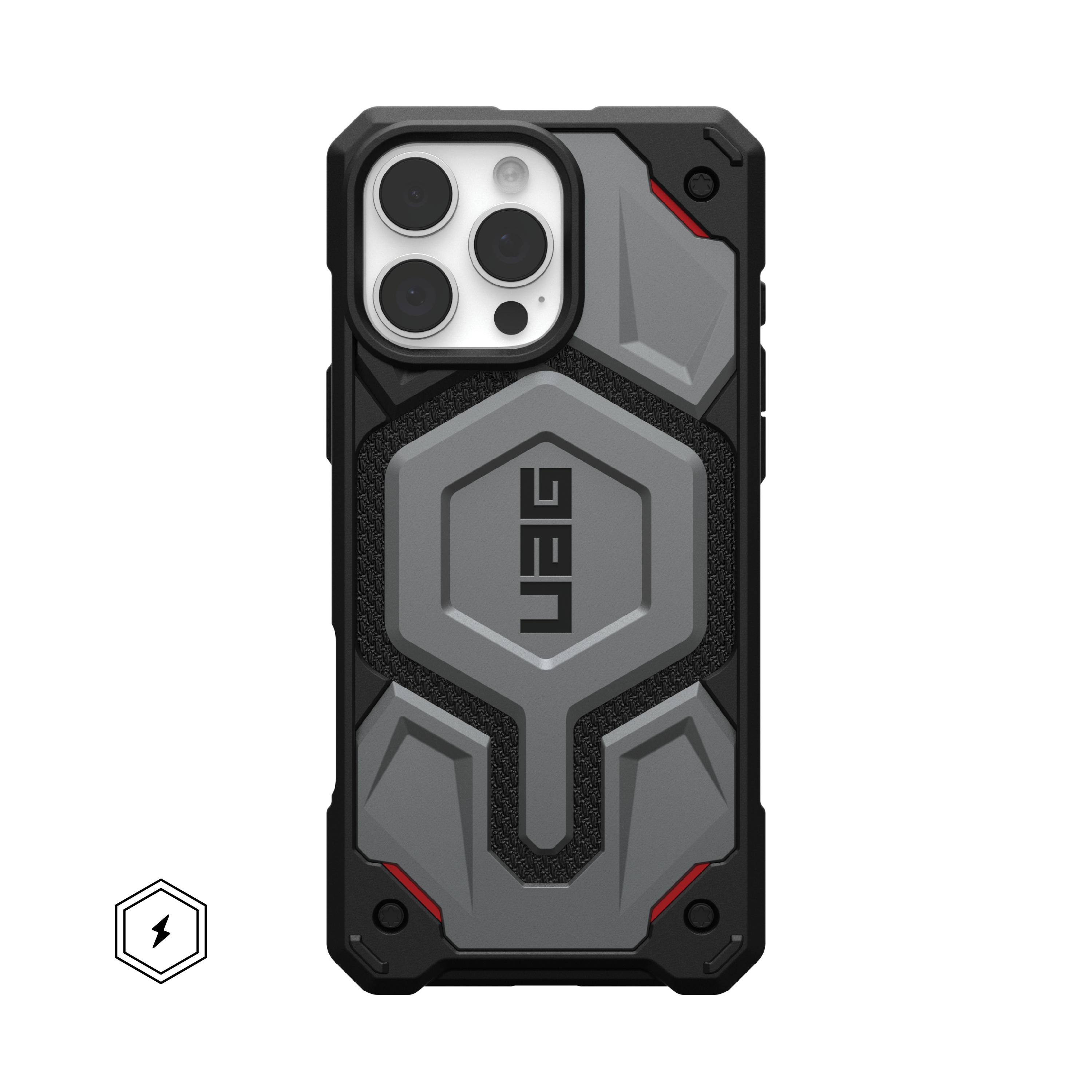 Front. UAG - Monarch Pro Series Case with Magsafe for Apple iPhone 16 Pro Max - Kevlar Silver.