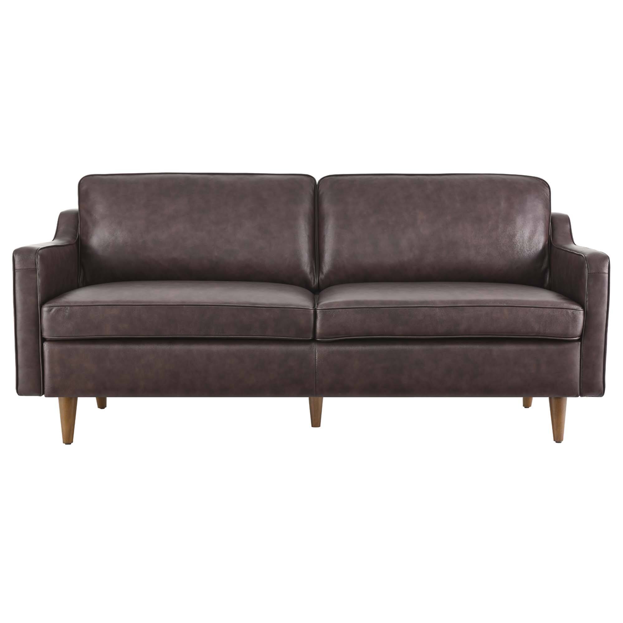 Alt View 2. Modway - Impart Genuine Leather Sofa by Modway - Brown.