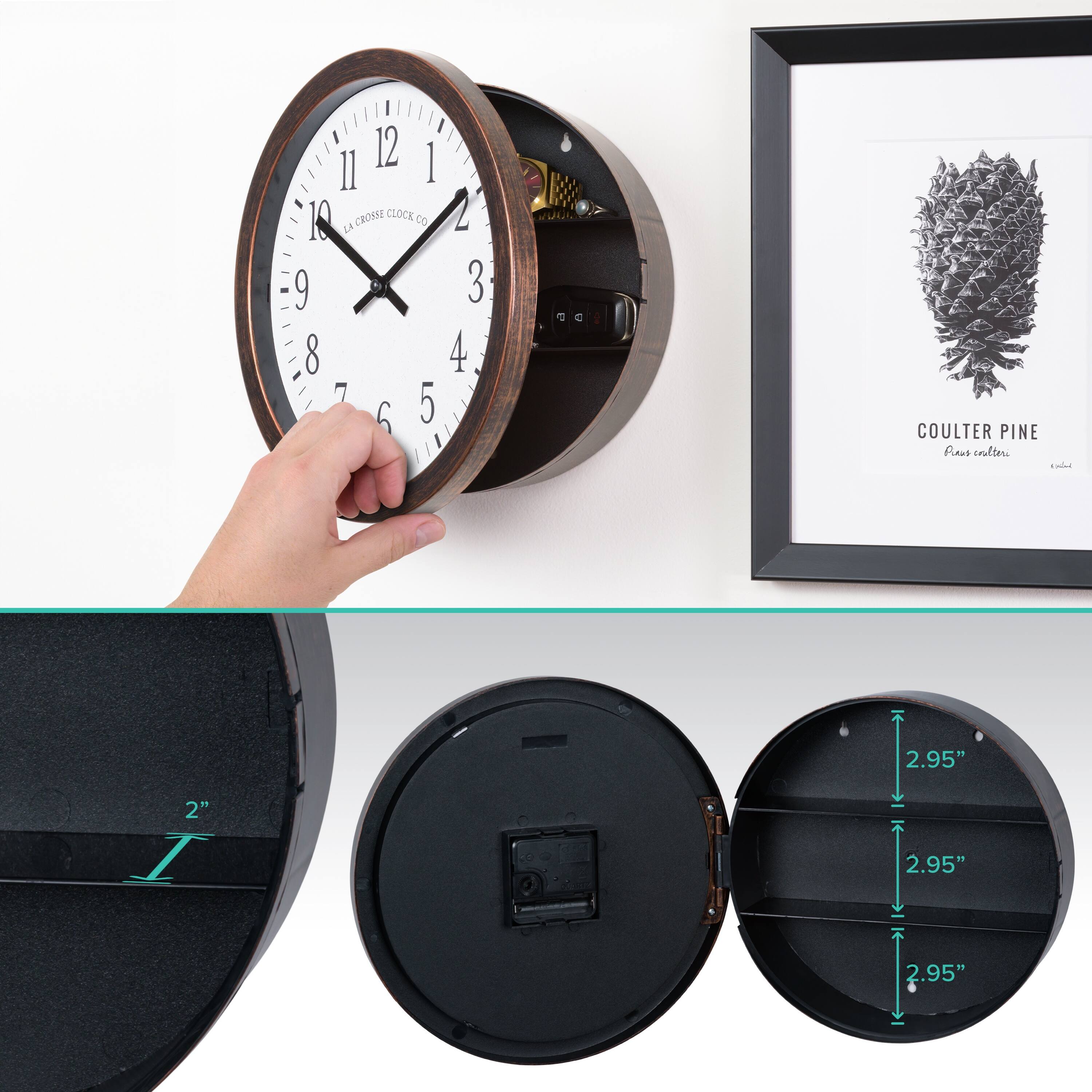 12 1 11 10 CROMSE CLOCK CO LA 9 8 7 5 6 2 3 4 e D COULTER PINE Rass olter Loied 2.95" 2" 2.95" 2.95"