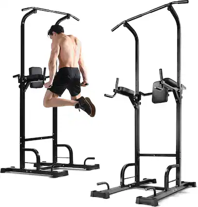 Front. Maple99 - Pull Up Bar Free Standing - Power Tower, Multi-Functional, Calisthenics Equipment Station For Home Gym - 440LBS Capacity - Black.