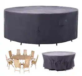 F&J Outdoors - Premium Luxury Waterproof Outdoor Patio Round Table Cover - Gray