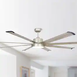 Parrot Uncle - 72" Modern Silver LED Ceiling Fan with Remote Control and Aluminum Blades - Nickel