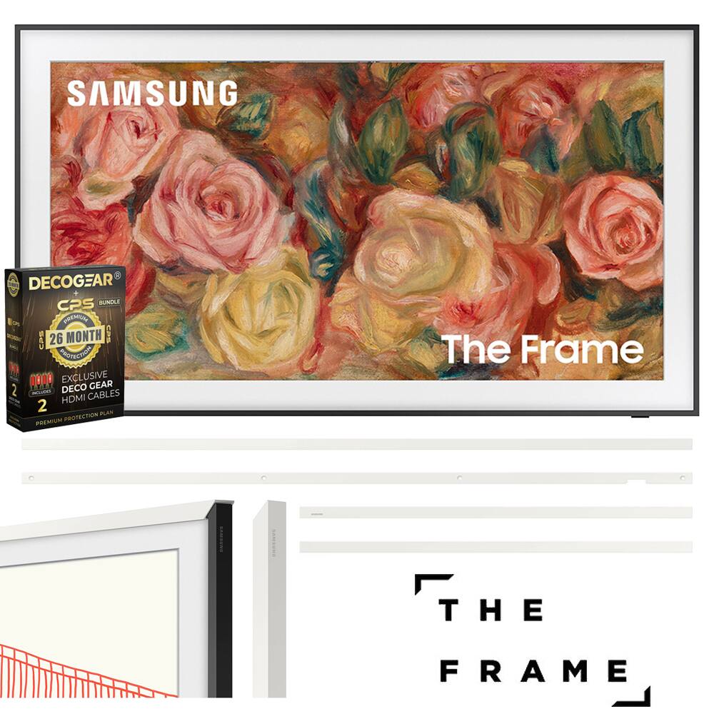 Samsung - 55" The Frame QLED 4K TV 2024 + Bezel Modern White & 26 Month Extended Warranty Bundle