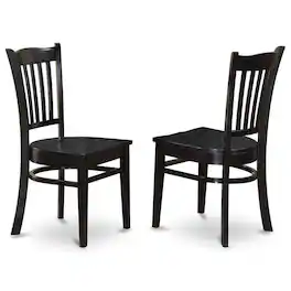 FurniFact - Set of 2 Wooden Dining Chairs with Finish for Kitchen or Dining - Black
