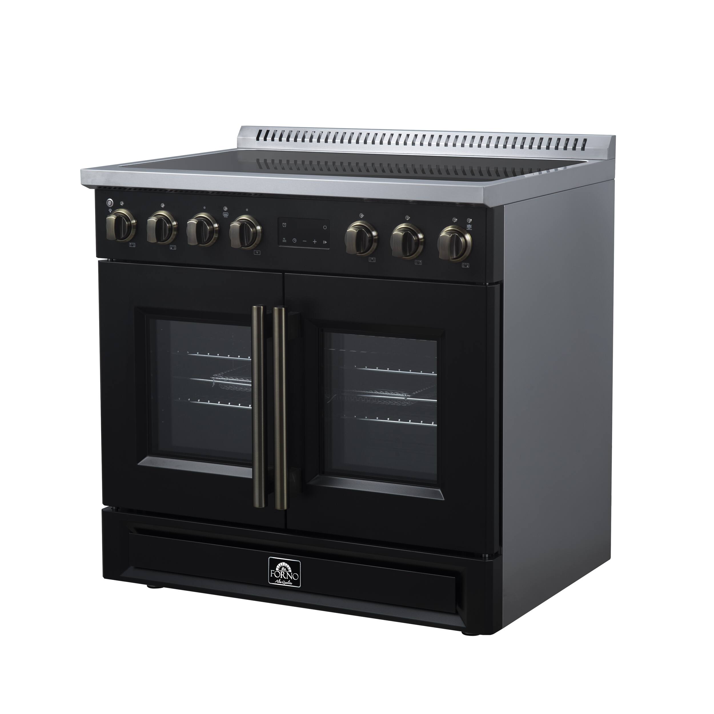Alt View 2. Forno Appliances - Torino 36-in. Freestanding French Door Induction Range with Air Fry, Air Sous Vide and True Convection - Black - Black.