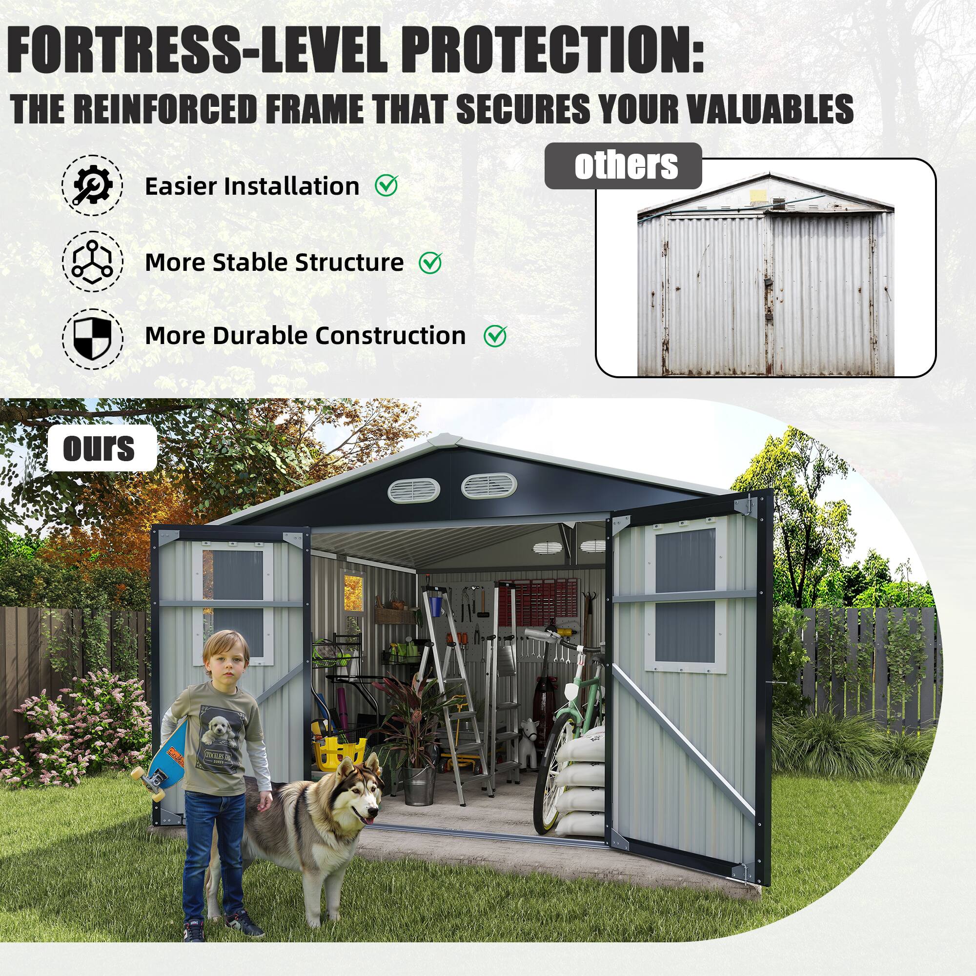 FORTRESS-LEVEL PROTECTION: THE REINFORCED FRAME THAT SECURES YOUR VALUABLES

- Easier Installation ✔️
- More Stable Structure ✔️
- More Durable Construction ✔️

others

ours