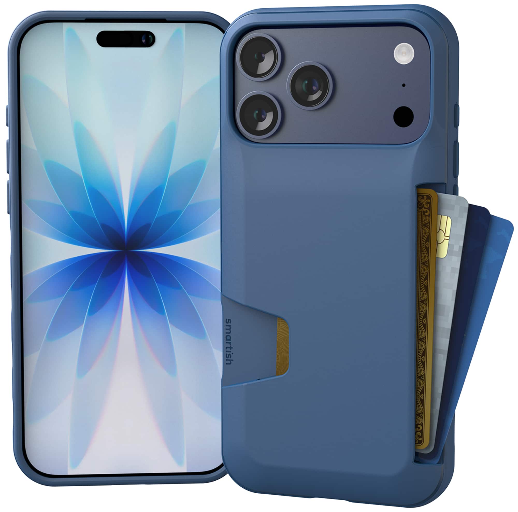 Smartish - iPhone 17 Pro Max Wallet Case - Wallet Slayer Vol 1 - Slim Grip Card Holder Cover - Blues on The Green