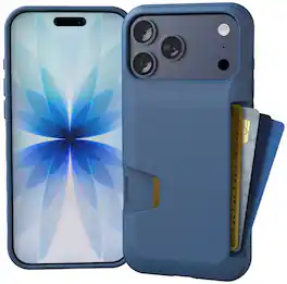 Smartish - iPhone 17 Pro Max Wallet Case - Wallet Slayer Vol 1 - Slim Grip Card Holder Cover - Blues on The Green