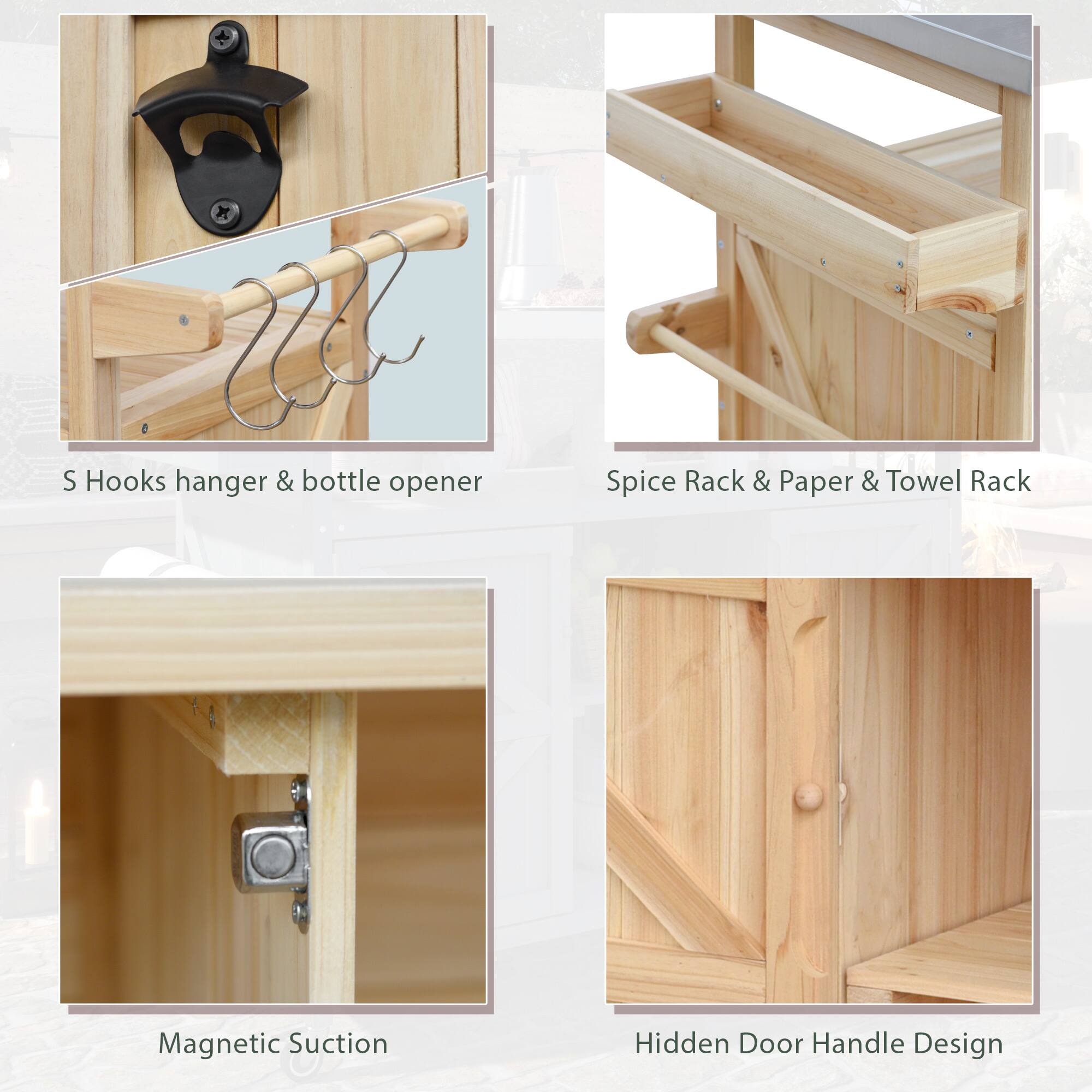 - S Hooks hanger & bottle opener
- Spice Rack & Paper & Towel Rack
- Magnetic Suction
- Hidden Door Handle Design