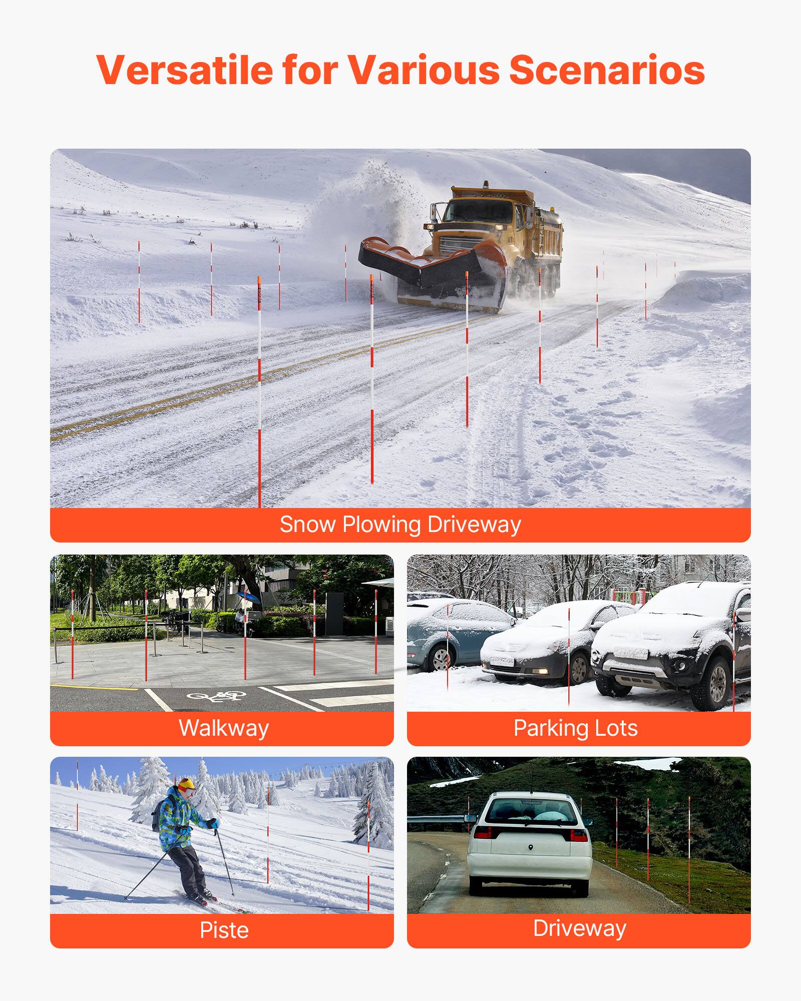 Versatile for Various Scenarios

- Snow Plowing Driveway
- Walkway
- Parking Lots
- Piste
- Driveway
