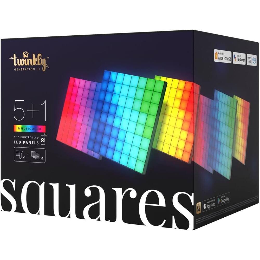 twinkly GENERATION II

5+1 MULTICOLOR APP CONTROLLED LED PANELS

squares

- Compatible with Apple HomeKit
- Compatible with Google Home
- Compatible with Alexa

Available on:
- App Store
- Google Play