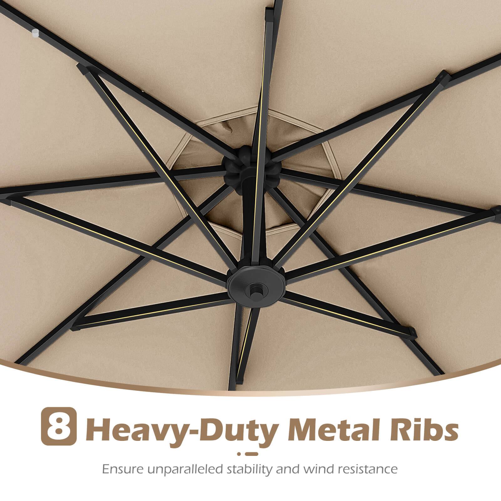 8 Heavy-Duty Metal Ribs  
Ensure unparalleled stability and wind resistance