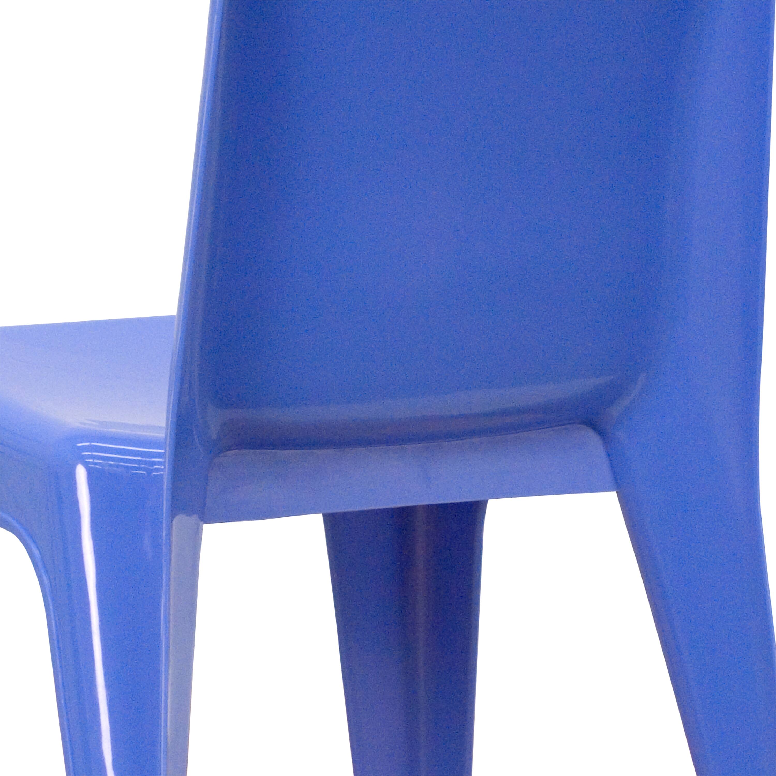 Alt View 10. Emma + Oliver - 2 Pack Plastic Stackable School Chair with Carrying Handle and 11"H Seat - Blue.
